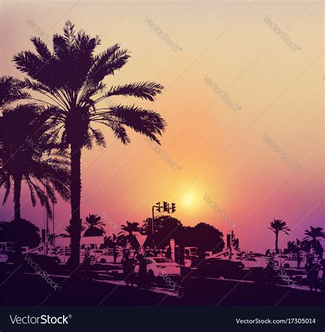 Street of dubai city Royalty Free Vector Image