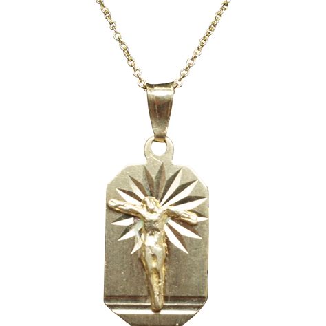 Vintage Catholic Crucifix Gold Pendant Charm 14k Yellow Gold Unique ...