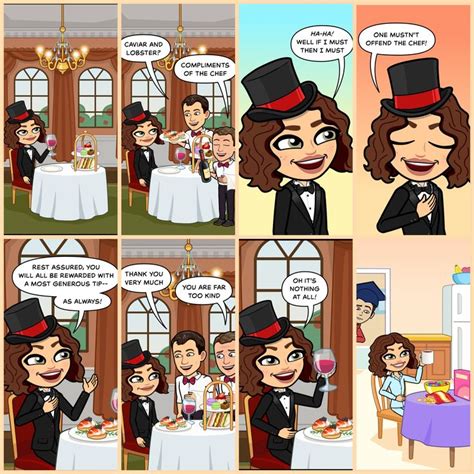 a comic strip with an image of two people at a dinner table