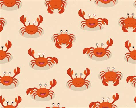 Seamless pattern of cute cartoon red crabs on beach background - Vector illustration 558836 ...