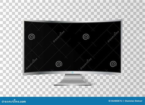 Realistic Curved TV Monitor Stock Vector - Illustration of curve, flat: 86480876