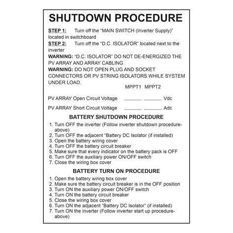 Battery Shutdown Procedure - 190mm x 130mm - Discount Safety Signs New Zealand