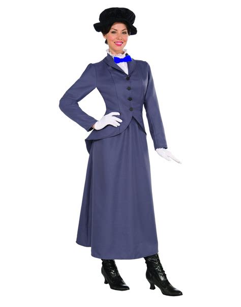 English Nanny Mary Poppins Victorian House Maid Fancy Dress Womens ...