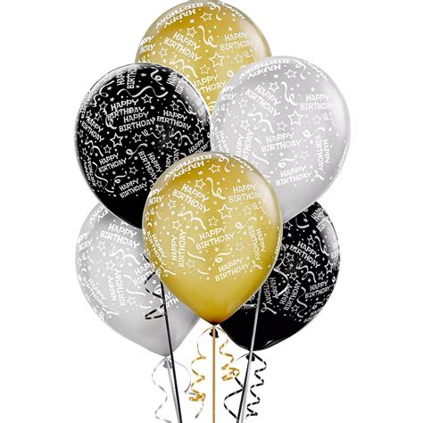 Confetti Birthday Balloons 20ct - Black, Gold & Silver | Party City