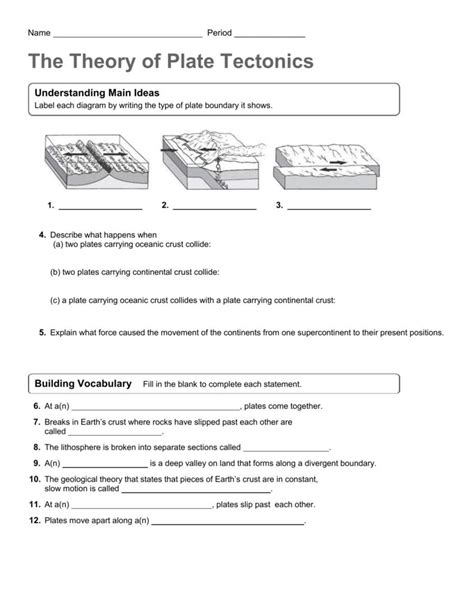 The Theory Of Plate Tectonics Worksheet — db-excel.com