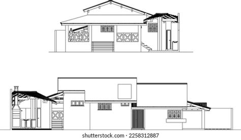 Vector Sketch Traditional Small Wooden House Stock Vector (Royalty Free ...