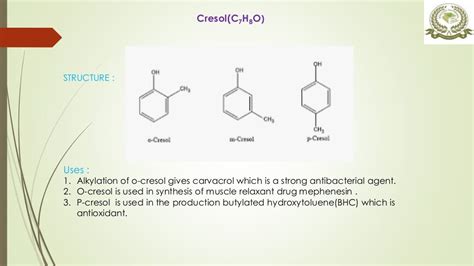 Structure and uses of Phenol,Cresol,resorcinol and Naphthol