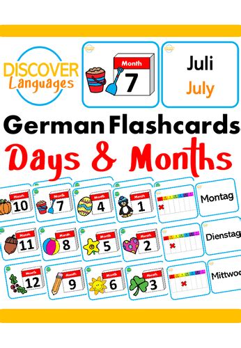 Beginner German Flash Cards - Days & Months | Teaching Resources