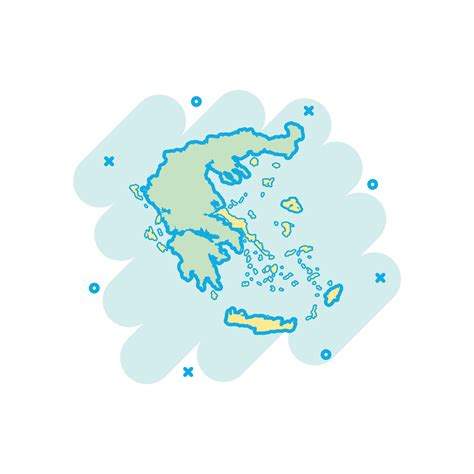 Vector cartoon Greece map icon in comic style. Greece sign illustration ...