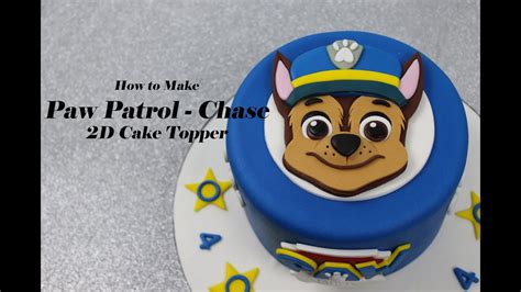 How to make Chase - Paw Patrol - 2D Fondant Cake Topper - YouTube