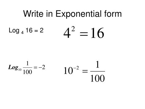 How To Write A Log In Exponential Form Rules