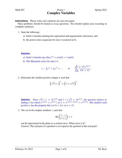 Complex Variables