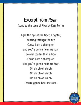 Testing Song Lyrics for Roar by The Brighter Rewriter | TpT