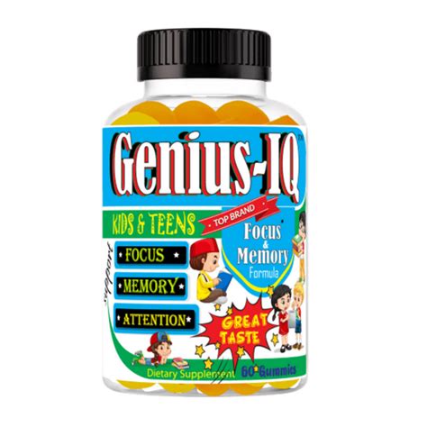 Genius iq Brain Supplements for Kids with Omega 3-6-9, EPA DHA Gummy ...