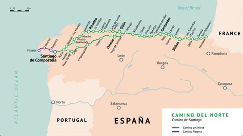 Mapa del Camino del Norte (Camino de Santiago) | Camino de santiago, Santiago, Santiago de ...