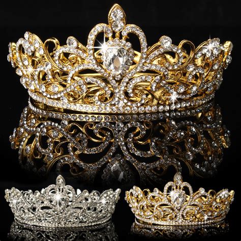 Bride Gold Silver Rhinestone Crystal Crown Tiara Head Jewelry Princess ...