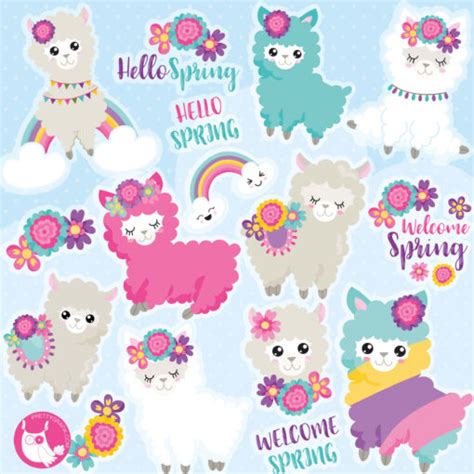 Spring Llama Clipart - Prettygrafik Store