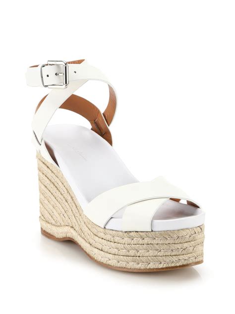 Lyst - Ralph Lauren Lois Espadrille Leather Wedge Sandals in White