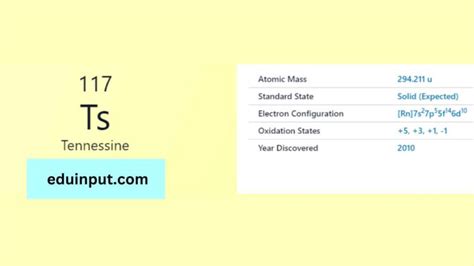 Tennessine-Discovery, Properties, And Applications