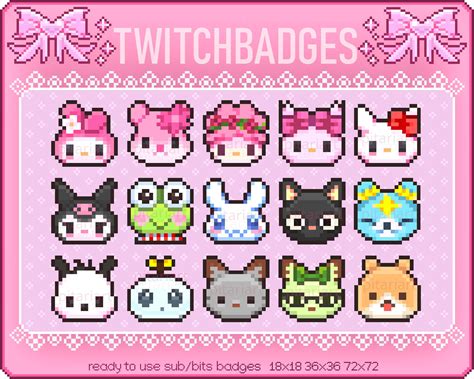 Kawaii Pixel Plushies as Sub/bit Badges for Twitch Stream Cute Kitty, Rabbit, Hamster, Frog ...