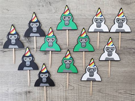 Gorilla Tag Birthday Decorations Gorilla Tag Cupcake Toppers - Etsy