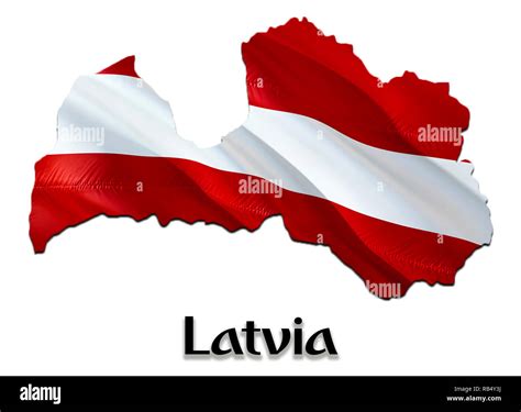 Flag Map of Latvia. 3D rendering Latvia map and flag. The national symbol of Latvia. National ...