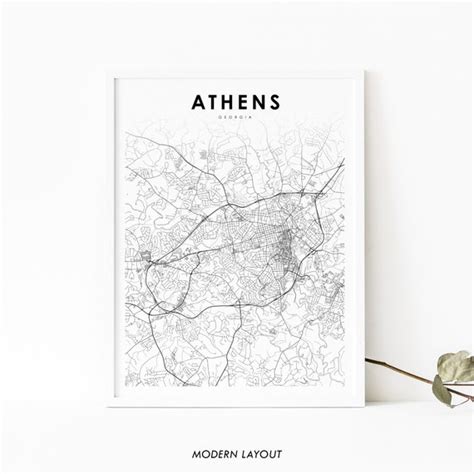 Athens GA Map Print Georgia USA Map Art Poster | Etsy