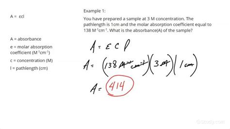 How to Find the Absorbance of a Solution Using the Beer-Lambert Law | Chemistry | Study.com