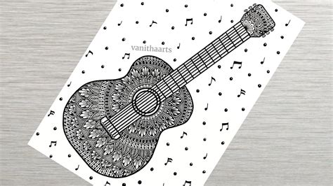 How to draw Mandala for Beginners | Guitar mandala art | Guitar drawing | stepbystep | doodle ...