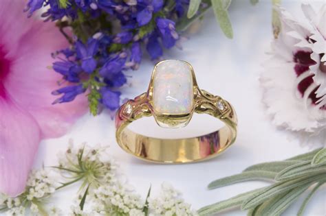 Hunt Country Jewelers White Opal Ring in 18K Yellow Gold