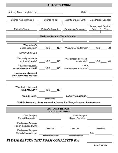 Autopsy Report Form ≡ Fill Out Printable PDF Forms Online