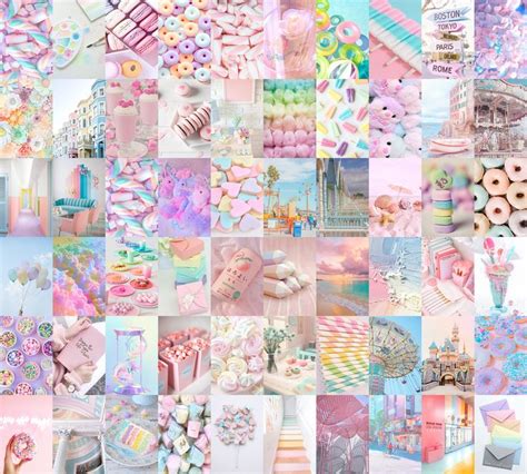 Colorful Pastel Cotton Candy Rainbow Aesthetic | Wall Collage Kit ...