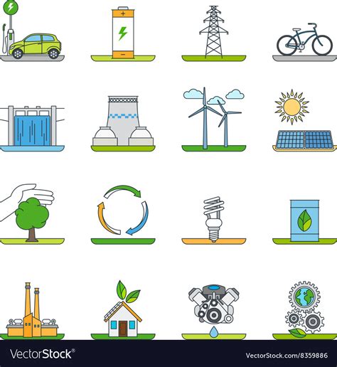 Renewable energy and green technology icons Vector Image