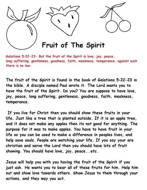 Fruit of The Spirit Sunday School Lesson | Sunday school lessons, Sunday school activities ...