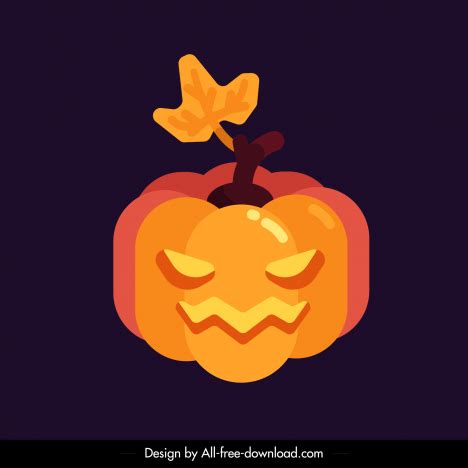 Pumpkin lantern icon flat classic horror face sketch vectors stock in ...