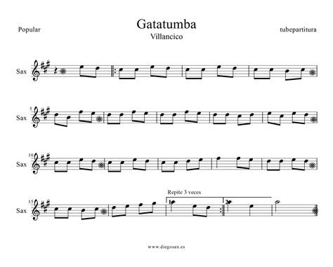 tubescore: Gatatumba Sheet Music for Alto Saxophone and Baritone Chirstmas Popular Song ...