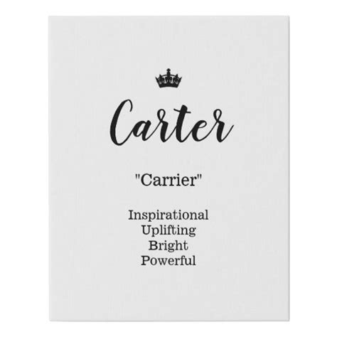 Name Meaning Canvas Picture - Carter | Zazzle.co.uk