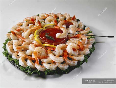 Shrimp Cocktail Platter — fatty, grease - Stock Photo | #155260160