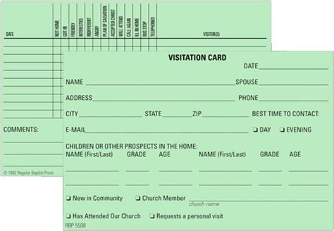 Church Visitation Card