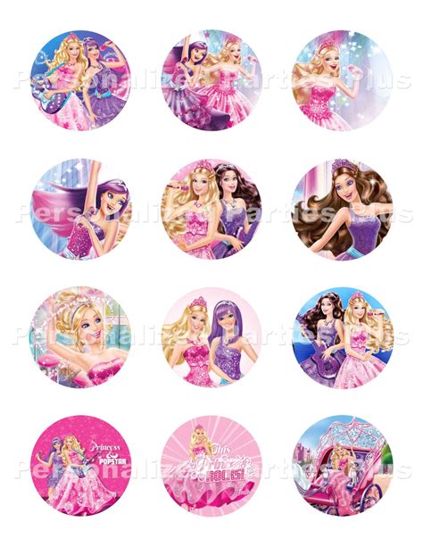 Barbie and the Popstar Stickers / Cupcake Toppers by PartiesPlus