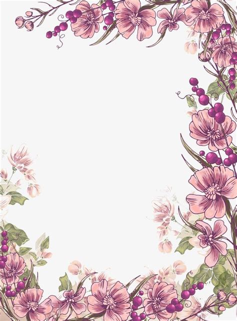 Ink purple flowers border background PNG and Clipart | Flower ...