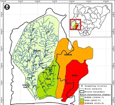 Base map of the study location: Ogun Osun River Basin catchments | Download Scientific Diagram