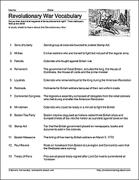 Causes Of American Revolution Worksheet