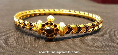 Gold Bangle with Black Stones ~ South India Jewels