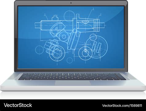 Laptop frontal cad systems Royalty Free Vector Image