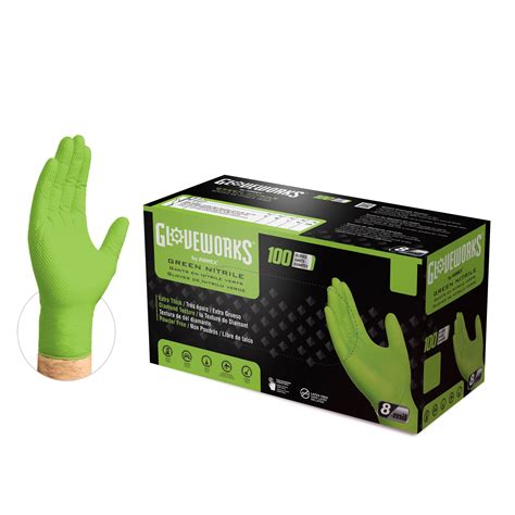 Gloveworks HD Nitrile, Latex Free, Powder Free, Industrial Disposable Gloves, X-Large, Green ...