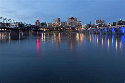 Harrisburg, Pennsylvania Skyline at Night Photograph by Kyle Lee - Pixels