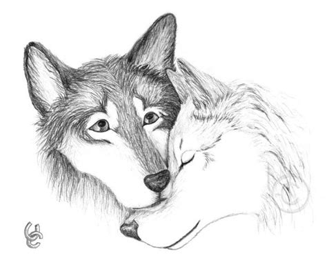 Animal Drawings, Art Drawings, Hugging Drawing, Two Wolves, Wolf Pup ...