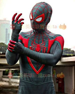 Spider-man Miles Morales Jumpsuit Spiderman Cosplay Costume Adult ...