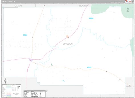 Lincoln County, ID Wall Map Premium Style by MarketMAPS - MapSales